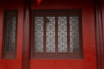 中式门窗镂空窗户雕花木窗
