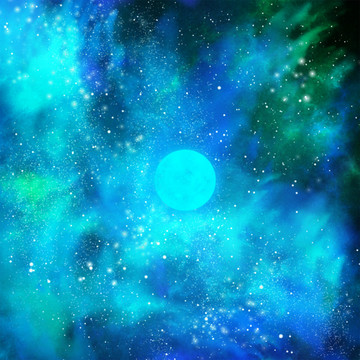 高清藍(lán)色星空裝飾畫