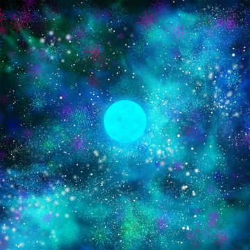 高清藍(lán)色星空裝飾畫