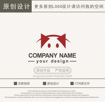 M字母貓咪logo
