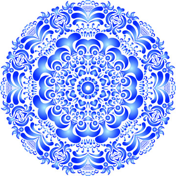 圆形青花瓷花纹
