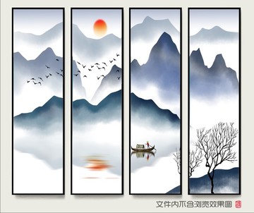 禅意水墨山水画