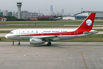 四川航空飞机在天津机场