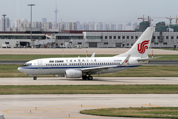 国航飞机在天津机场