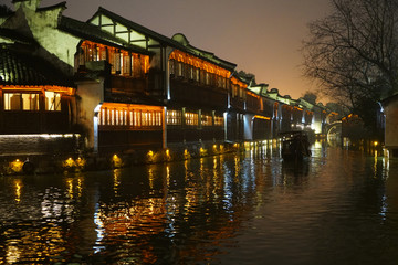 江南水乡乌镇西栅夜景