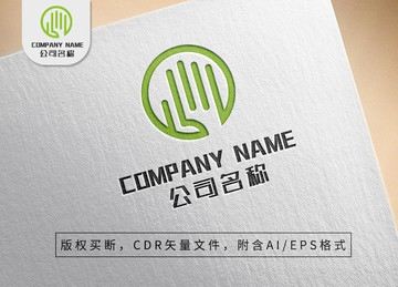 绿色手掌logo呵护生态标志