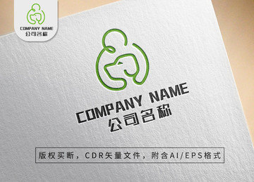 爱护宠物商标logo人狗标志