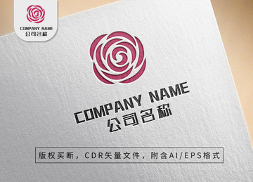 优雅花瓣logo绽放标志设计