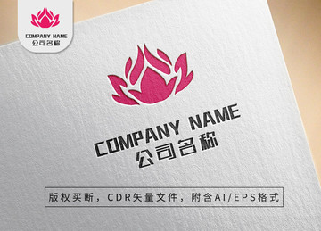 莲花盛开logo呵护女性商标