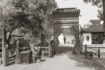 苏州古镇黑白照片