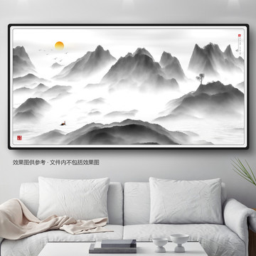 水墨山新中式抽象水墨群山