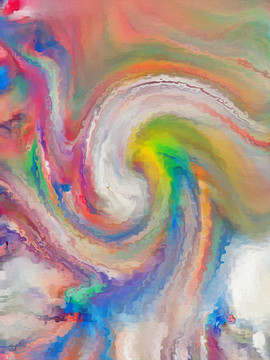 竖版彩虹色抽象云雾酷炫装饰画