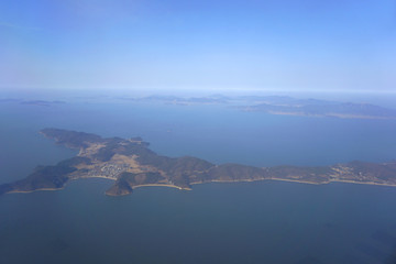 航拍韩国西海岸仁川地区岛屿