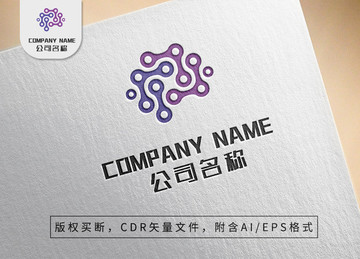 点面线logo线条头脑风暴商标