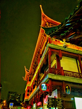 上海豫园老街夜景