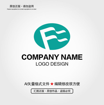 F字母旗帜LOGO