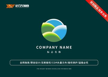 田野藍天圓形logo