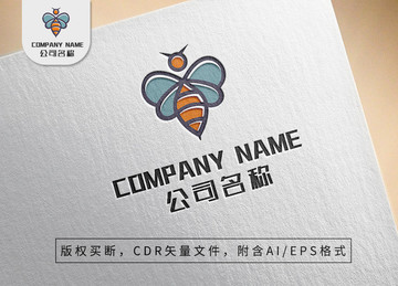 卡通手绘小蜜蜂logo标志设计