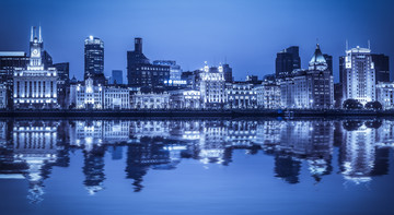 上海外滩夜景全景