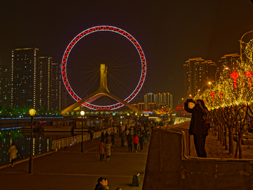 天津夜景摩天轮