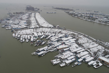 江苏淮安雪后的洪泽湖风光