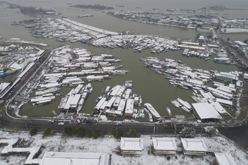 江苏淮安雪后的洪泽湖风光