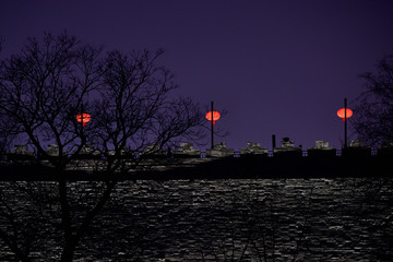 元宵节故宫城墙的红灯笼