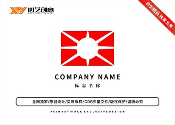 四边形圆圈太阳公司标志logo