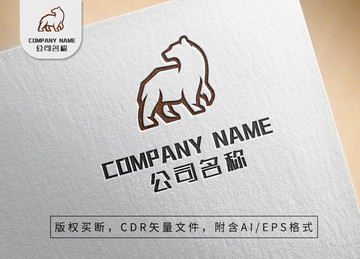 咆哮大熊logo线条动物标志