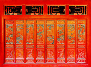 中式古典雕花门