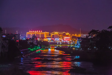 安徽旌德徽水河夜景