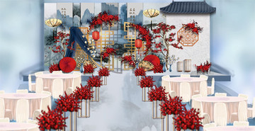 藍(lán)色水墨新中式婚禮