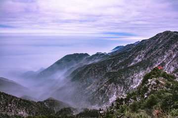 庐山观云亭云雾雪景