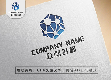 大氣六邊形線條logo點(diǎn)面線