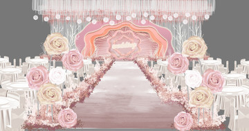 粉色玫瑰婚礼效果图