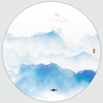 圓形水墨畫