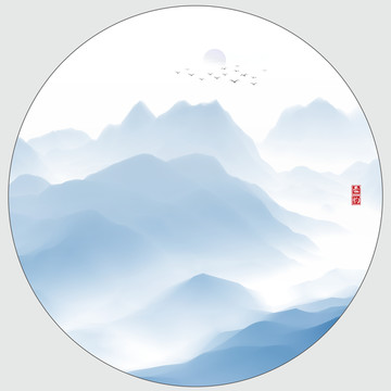 圓形水墨畫