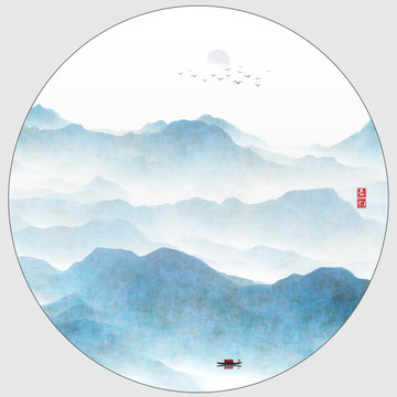 圓形水墨畫
