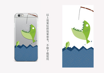 个性卡通鱼手机壳图案设计
