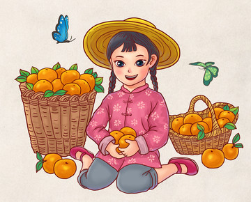 卡通農(nóng)村少女