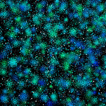 綠色雪花星空圖