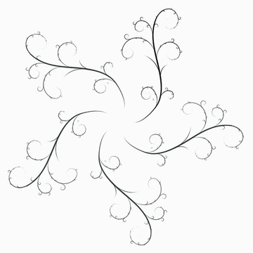 手绘树枝圆形花纹矢量图