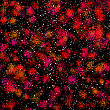 紅色雪花星空圖