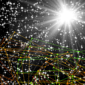 黄绿色科技线条星空图