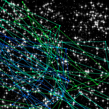 蓝绿色科技线条星空图