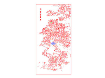 中式玄關(guān)裝飾畫AI線稿玉堂富貴