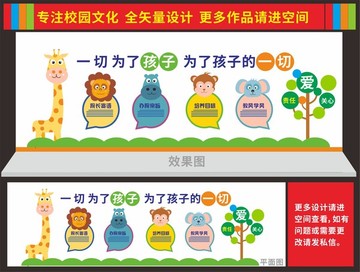 卡通幼兒文化墻