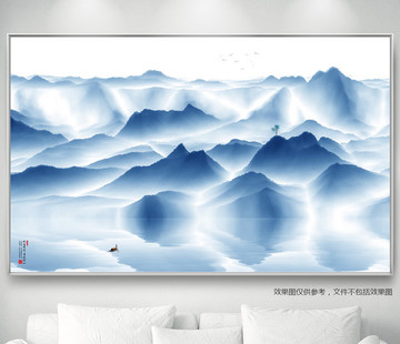 水墨山水云霧山水屏風裝飾畫