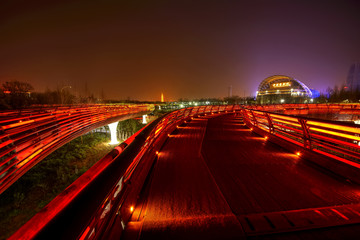 金华燕尾洲彩虹桥夜景