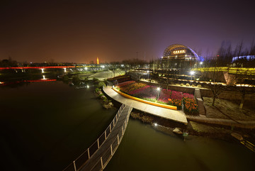 金华燕尾洲郁金香夜景